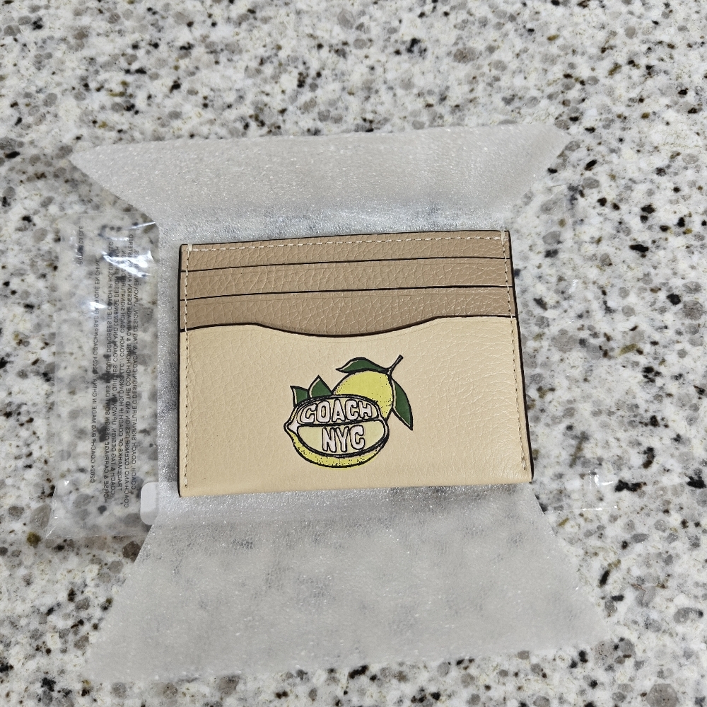 Coach Slim Id Card Case With Lemon Graphic